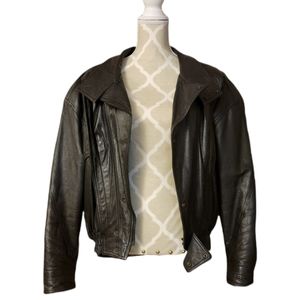 Vintage Genuine Leather Jacket - Black